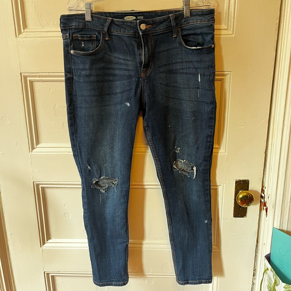 Old Navy: Rockstar, super skinny distressed blue jeans, size 14 short